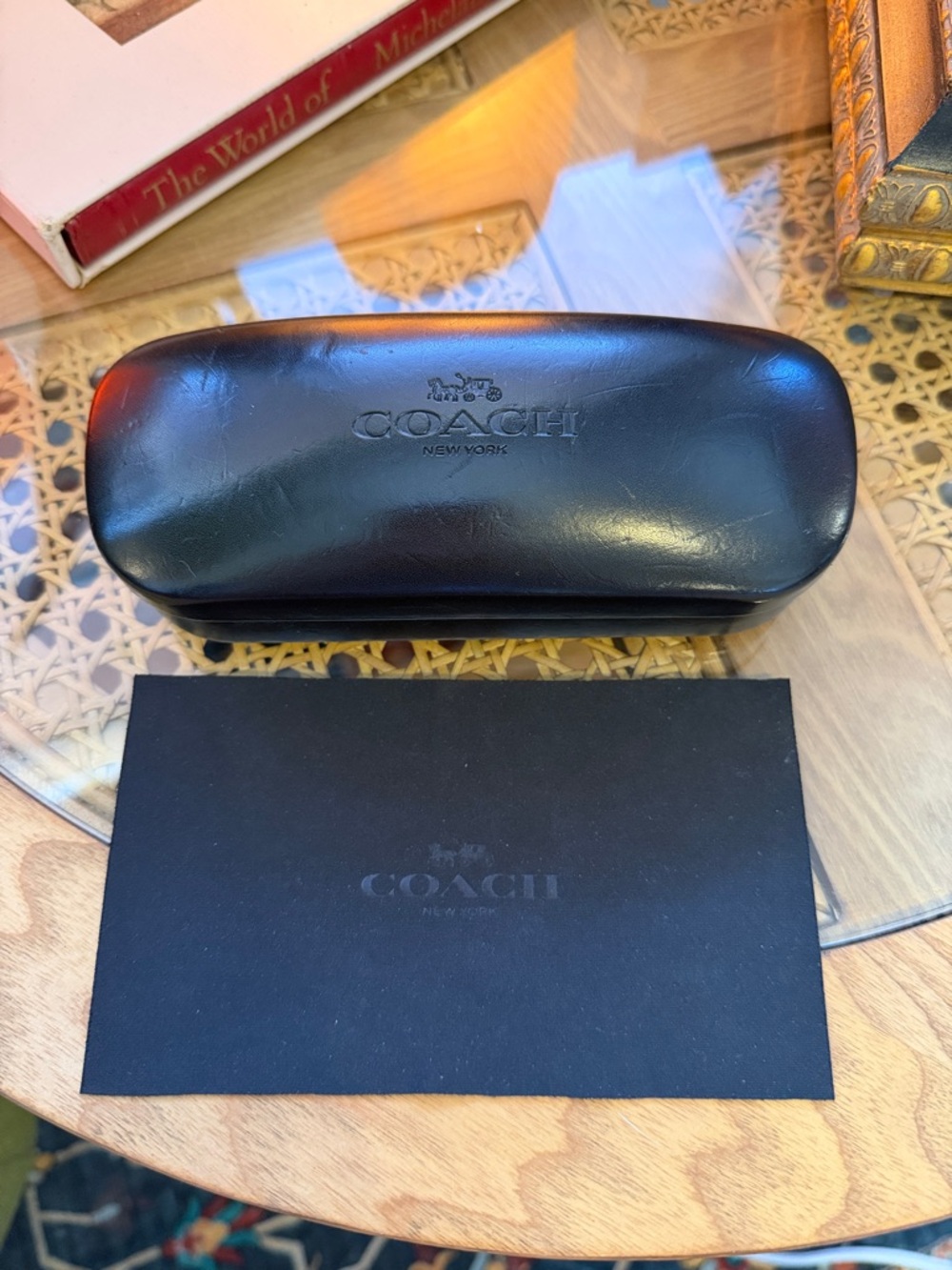 Coach Black Leather Eyeglass Case with Branded lense cloth